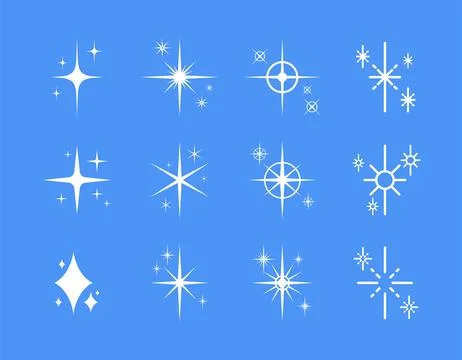 Various style sparkle clip art Stock Illustration