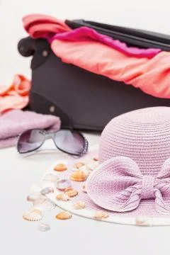 Various Summer Items Ready for Trip Packing Stock Photos