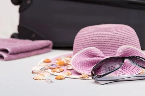 Various Summer Items Ready for Trip Packing Stock Photos