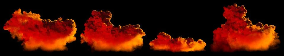 Various sundown huge clouds isolated - cg nature 3D illustration 库存插图