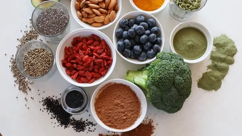 Various superfoods. Video stock 95633923
