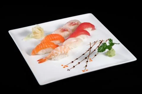 Various sushi on plate Stock Photos