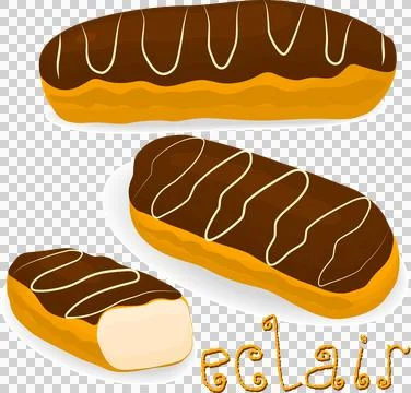 Various sweet tasty eclair イラスト素材