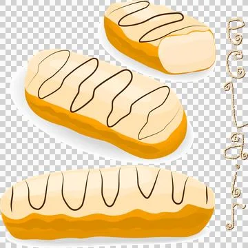 Various sweet tasty eclair イラスト素材