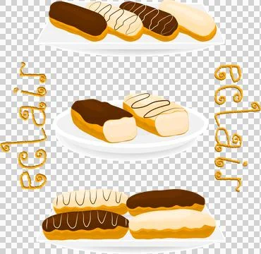 Various sweet tasty eclair イラスト素材