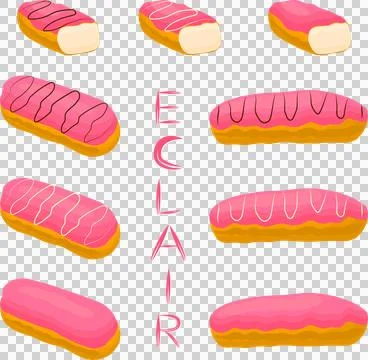 Various sweet tasty eclair イラスト素材