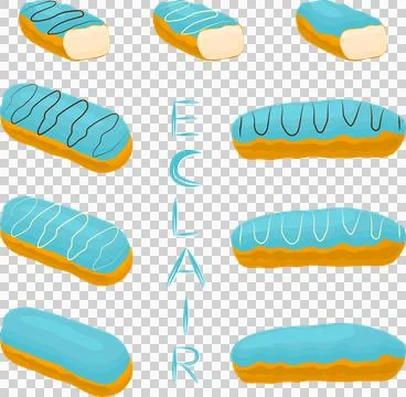 Various sweet tasty eclair Illustrazione stock