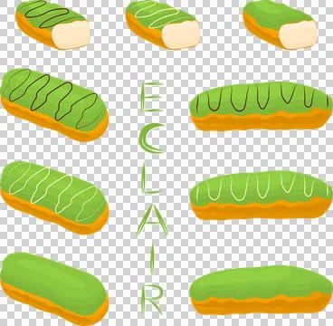 Various sweet tasty eclair イラスト素材