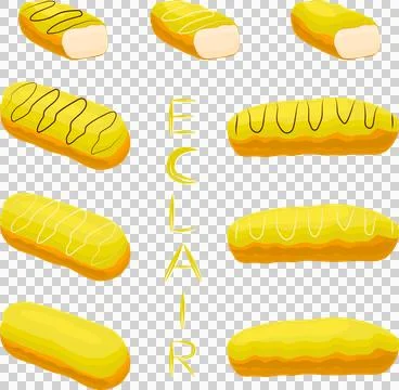 Various sweet tasty eclair イラスト素材