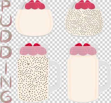 Various sweet tasty pudding Stock Illustration