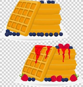 Various sweet tasty waffles Stock Illustration