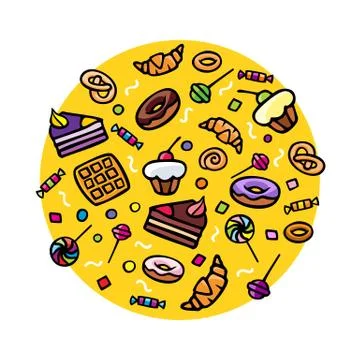 Various Sweets Hand Drawn Stock Illustration