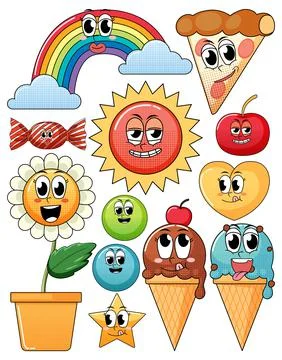 A various sweets on white background Stock Illustration