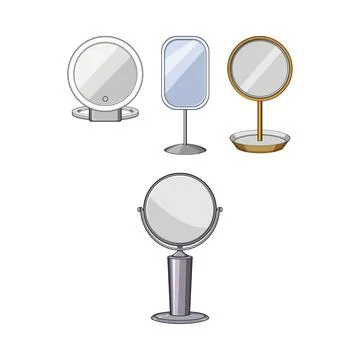 Various table cosmetic standing mirrors set reflecting beauty Stock Illustration