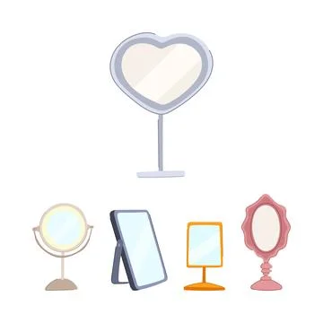 Various tabletop mirrors illustrating different designs and styles Illustrazione stock