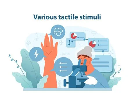 Various tactile stimuli. A scene capturing sensory exploration with touch. Stock Illustration