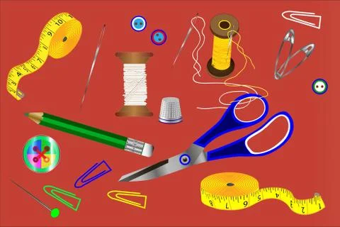 Various tailoring accessories Stock Illustration
