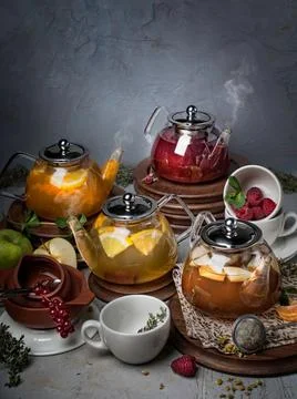 Various teapots 스톡 사진