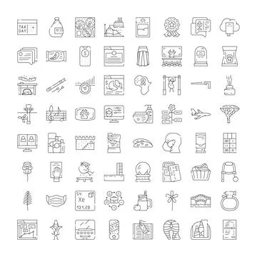 Various thin line icons creating a symbol set Illustrazione stock