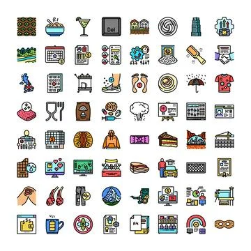 Various thin line icons depicting business and lifestyle concepts Stock Illustration