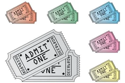 Various tickets set in different colours Stock Illustration