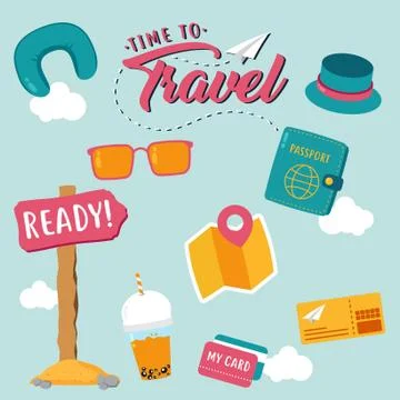 Various time to travel item vector design collection Stock Illustration