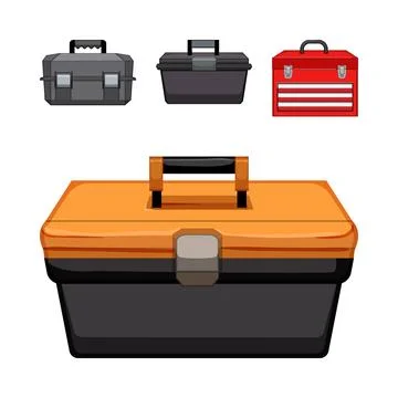 Various toolboxes presenting different shapes and colors Stock Illustration