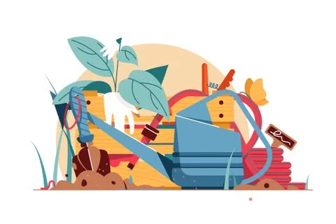 Various tools for garden care Stock Illustration