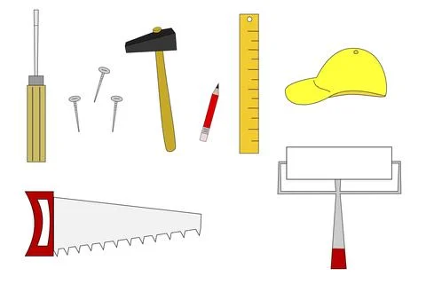 Various tools on a white background, illustration Stock Illustration