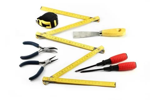 Various tools on white background Stock Photos
