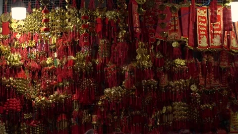 Various traditional decorations of red and yellow colours Video stock 148202986