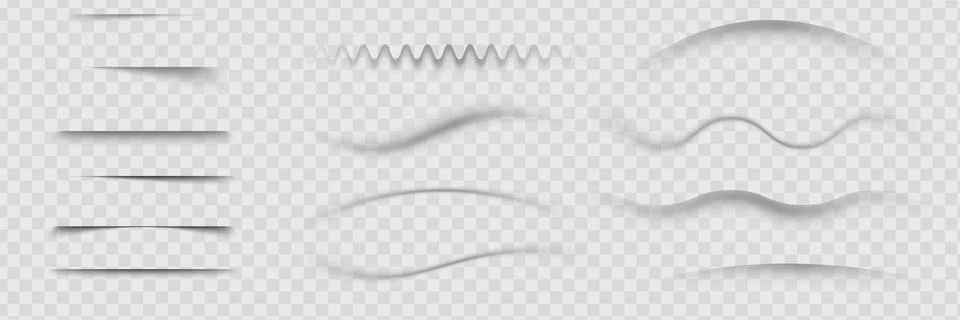 Various transparent shadows and straight linear to curved shapes on white Illustrazione stock