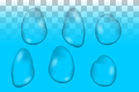 Various transparent vector water drops. Illustration of close up on differe.. Stock Illustration