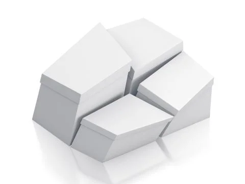 Various trapezoid white boxes. Stock Illustration