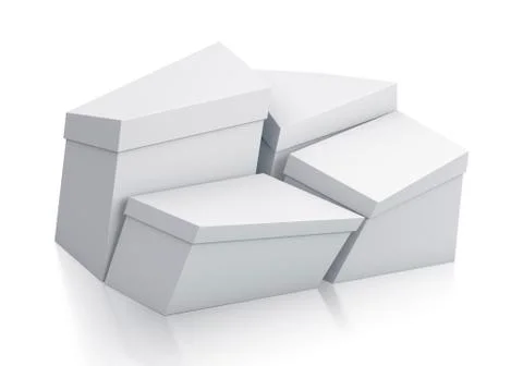 Various trapezoid white boxes. Stock Illustration