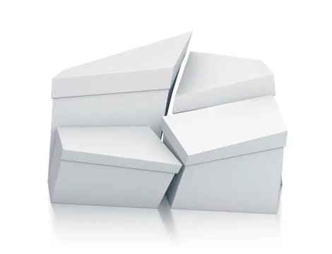 Various trapezoid white boxes. Illustrazione stock