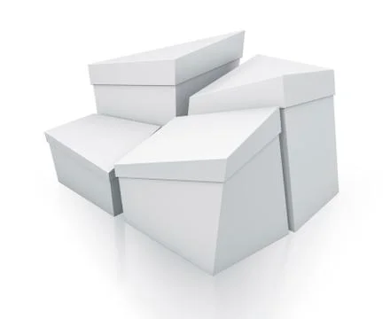 Various trapezoid white boxes. Stock Illustration