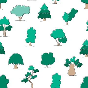 Various trees seamless pattern vector illustration イラスト素材