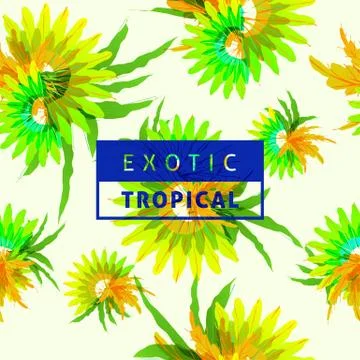 Various tropical leaves pattern seamless background with vibrant nature color Stock Illustration