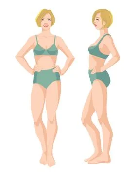 Various turns woman's figure. Stock Illustration