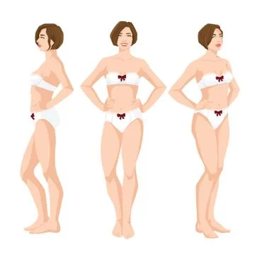 Various turns woman's figure. Stock Illustration