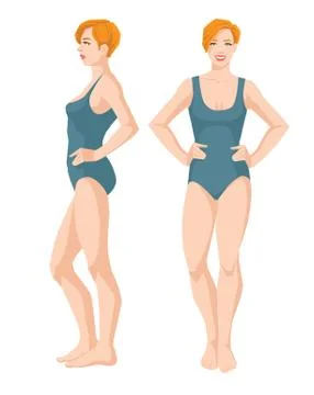 Various turns woman's figure. Stock Illustration