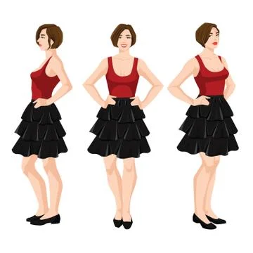 Various turns woman's figure. Stock Illustration