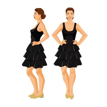 Various turns woman's figure. Stock Illustration