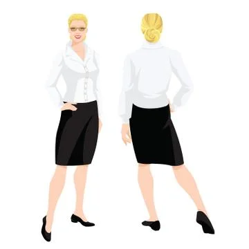 Various turns woman's figure. Stock Illustration
