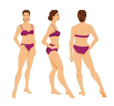 Various turns woman's figure. Stock Illustration