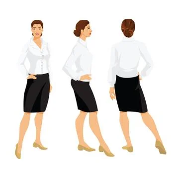 Various turns woman's figure. Stock Illustration