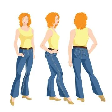 Various turns woman's figure. Stock Illustration