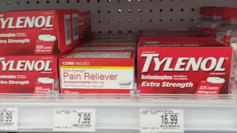 Various Tylenol Available for Purchase Stock Footage 140954319