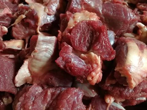 Various type of beef meat loin pieces ready to cook tasty recipes Foto stock